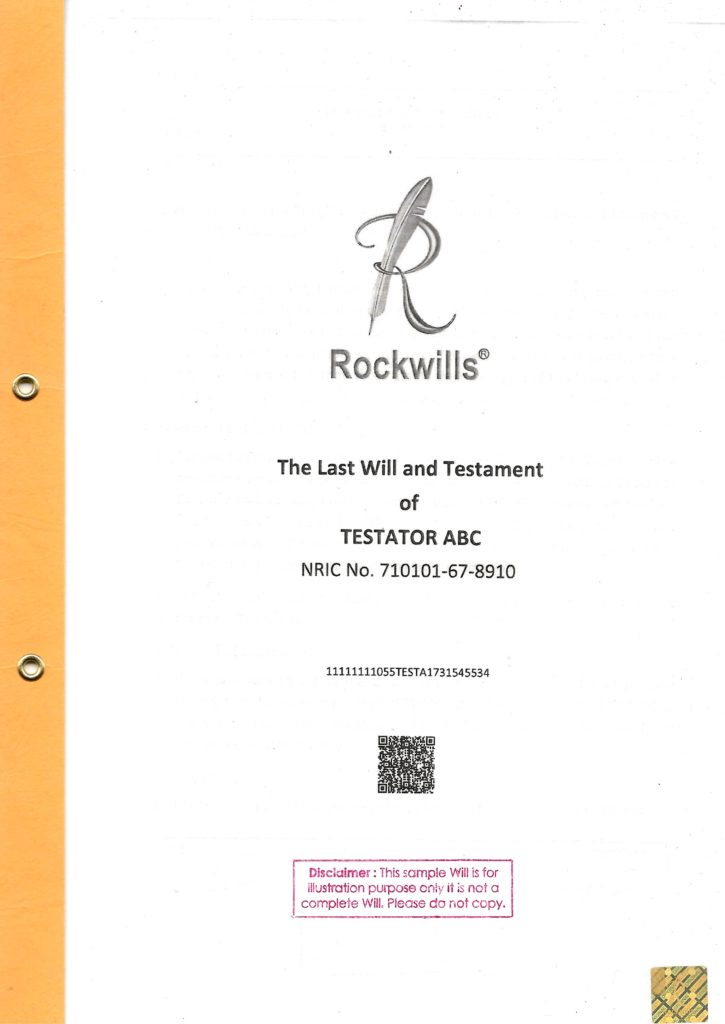 Sample of Rockwills Will – Will Writing Malaysia by Dr. Ho